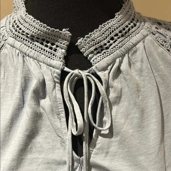 Lauren Ralph Lauren Light blue Cap Lace Sleeve Blouse - Picture 2 of 5